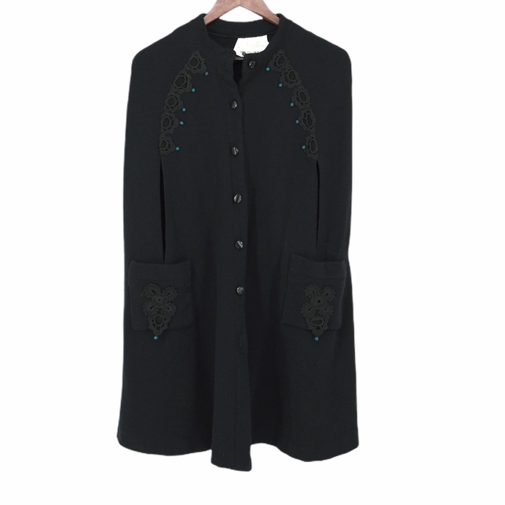 Bernard Cowan Vintage wool black buttoned cape